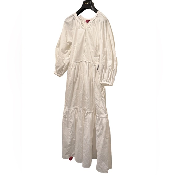 STAUD NWT Stunning White Buttoned Ruffled Bishop Sleeve Maxi Sundress - Picture 5 of 13